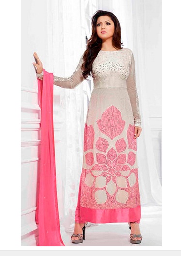 India Desire : Buy VH Fashion White Georgette Semi Stitched Anarkali Suit At Rs. 699 Only From Paytm